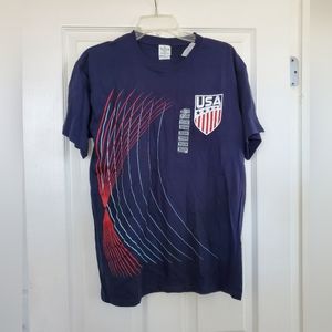 NWT - Keya USA MC180 Patriotic Ring Spun Cotton T-shirt Navy Blue, Size M